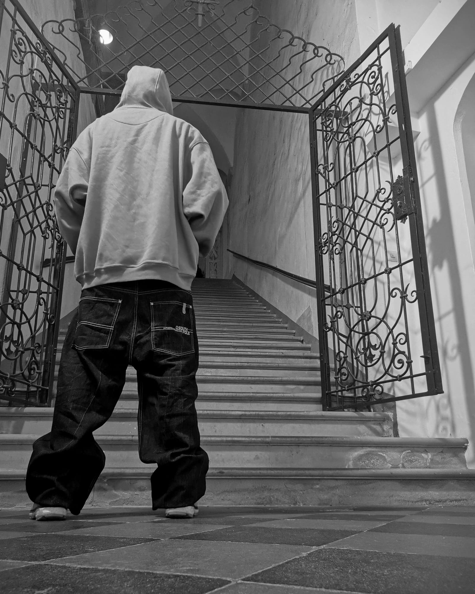Model wearing baggy jeans, IndigoTheory campaign